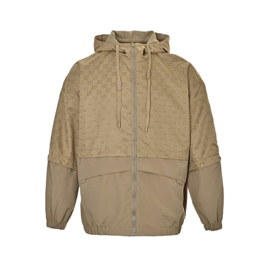 Stitched all-over printed presbyopic hooded windbreaker jacket