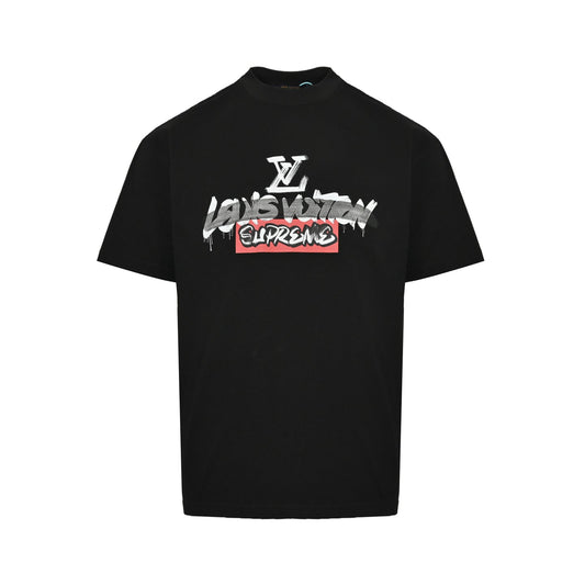 Co branded logo graffiti printed short sleeved shirt