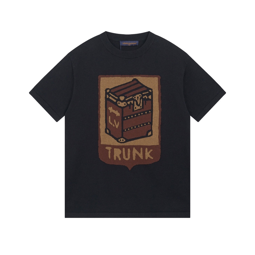 24SS early spring new jacquard knitted pullover short sleeved T-shirt.