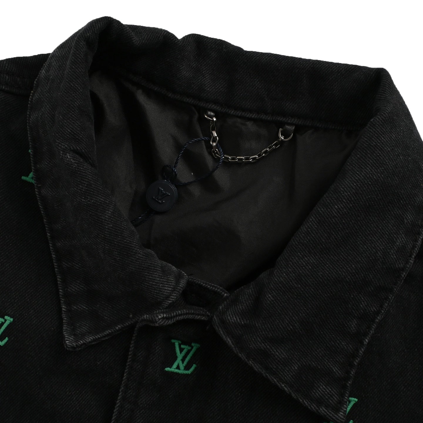 Gradient fully embroidered denim jacket set