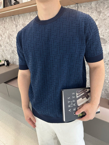 25ss full width FF jacquard knitted short sleeved shirt