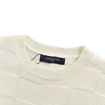 pin checkerboard knit sweater