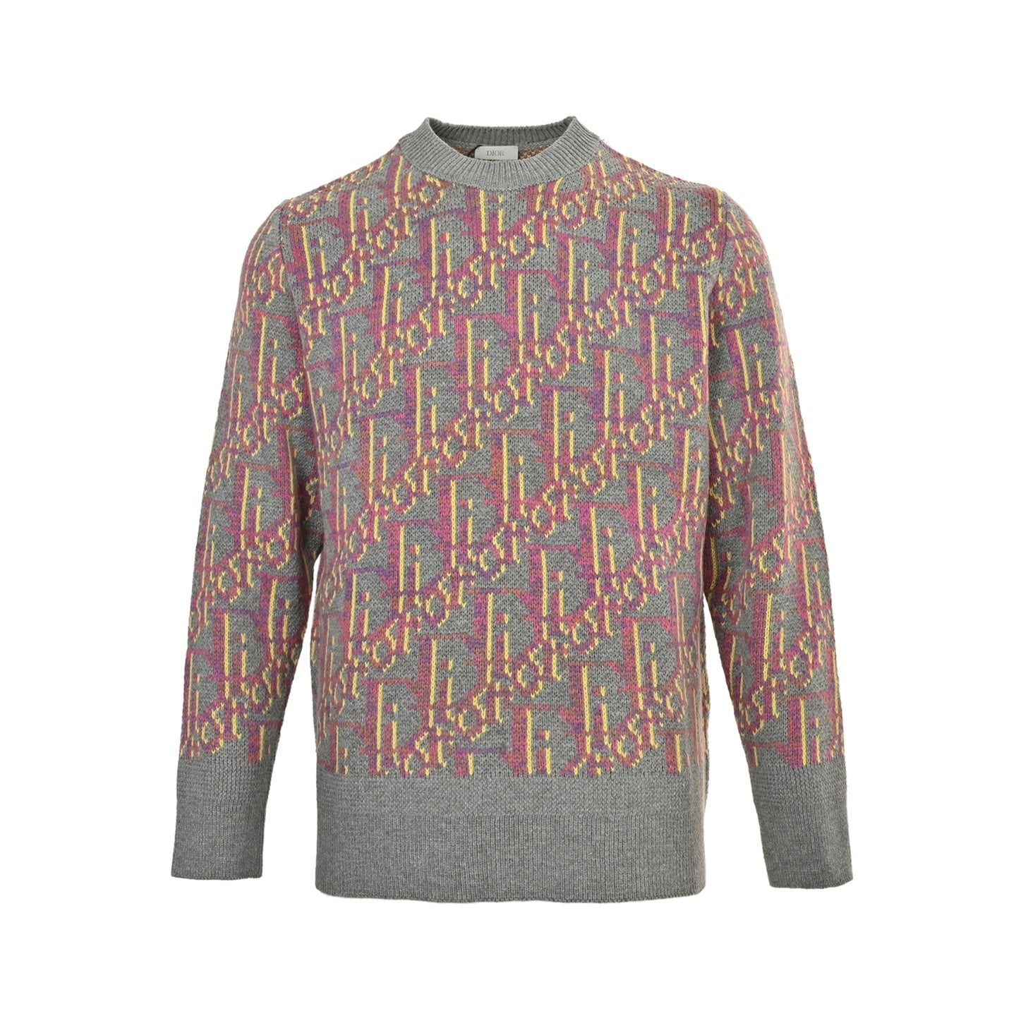 25Fw all-over print monogram jacquard crew neck sweater