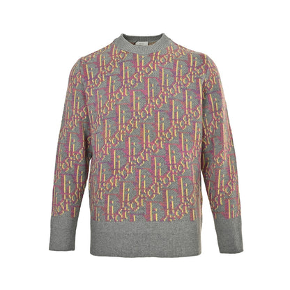 25Fw all-over print monogram jacquard crew neck sweater