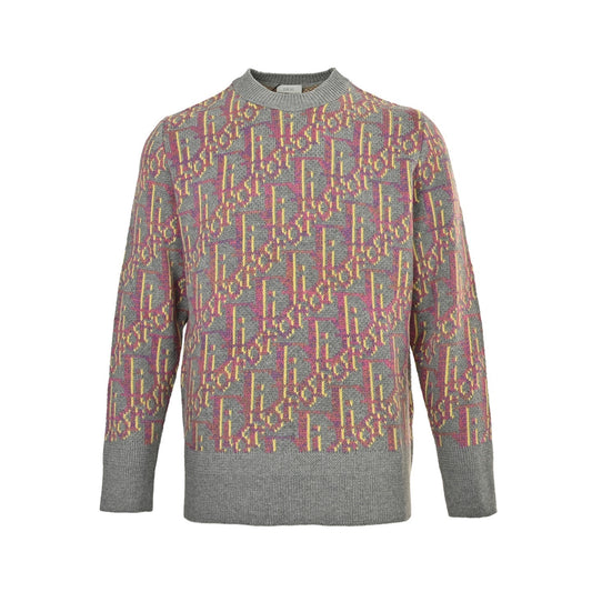 25Fw all-over print monogram jacquard crew neck sweater