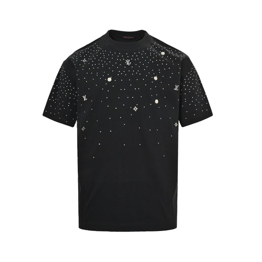 25ss Rivet Logo Starry Sky Hot Diamond Short Sleeve