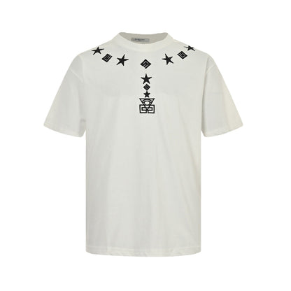 Five-pointed star necklace pendant embroidered short sleeves