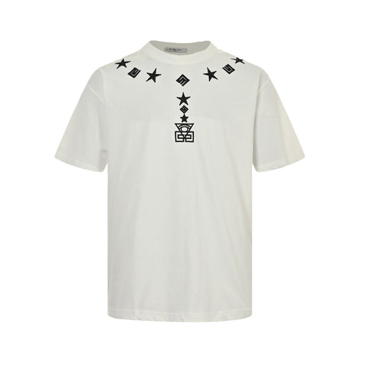 Five-pointed star necklace pendant embroidered short sleeves