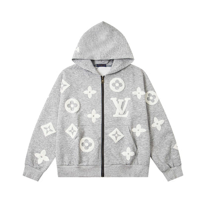 25ss Devoré Terry Embroidery Zippered Hooded Jacket