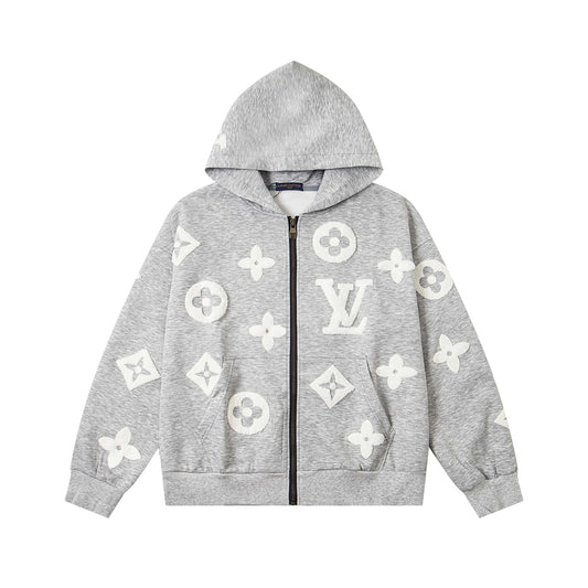 25ss Devoré Terry Embroidery Zippered Hooded Jacket
