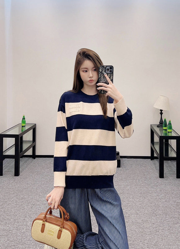 new product Striped crew neck sweater