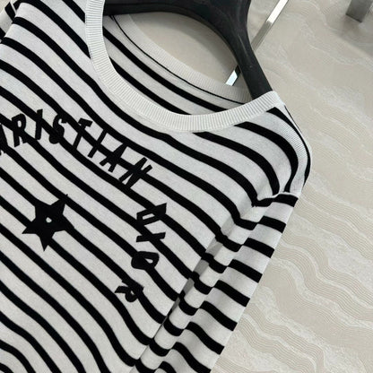 25 Navy striped happy star knitted long-sleeved top