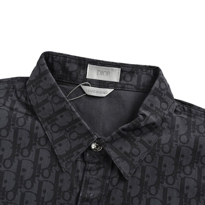 25ss full print vintage denim short sleeved shirt