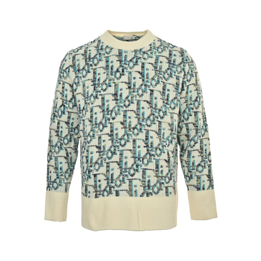 25Fw all-over print monogram jacquard sweater