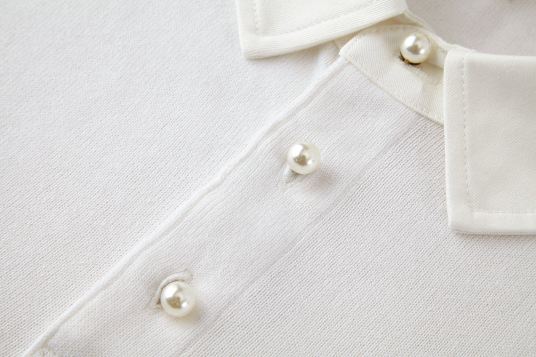 Pearl button woolen polo shirt
