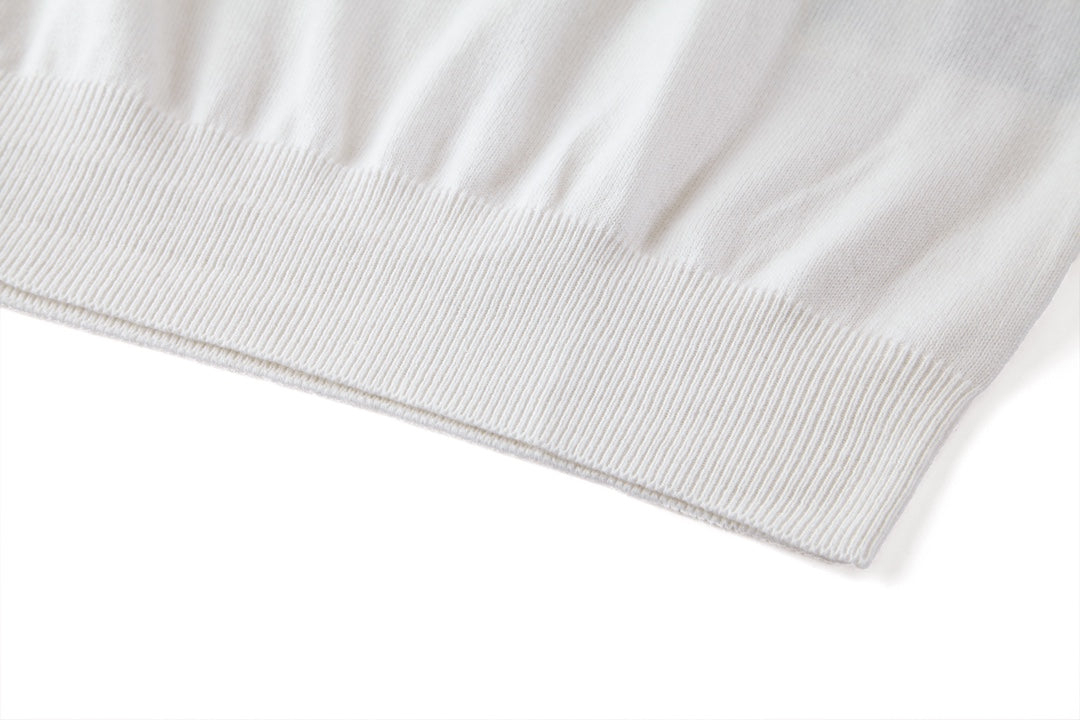 Pearl button woolen polo shirt