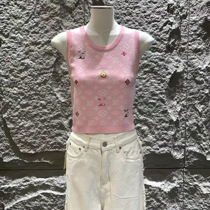 Laser logo knitted vest