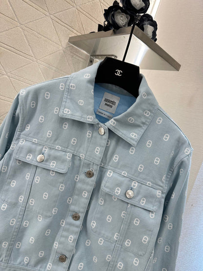 Printed denim jacket