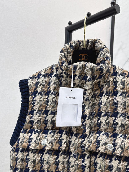 Ski Tweed Plaid Down Vest