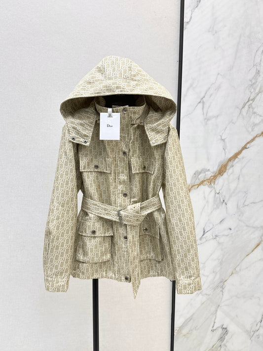 Hooded mid-length jacket