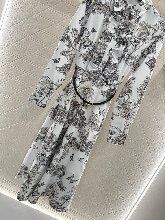 25fw Printed belt dress