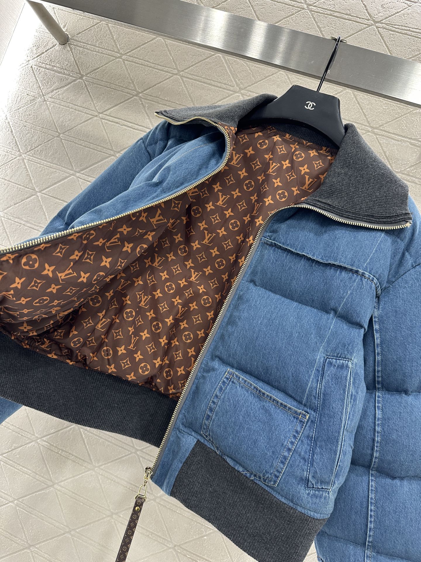 25fw Cowboy collar zipper jacket down