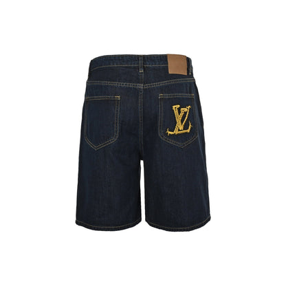 25ss rope signature letter embroidered denim shorts