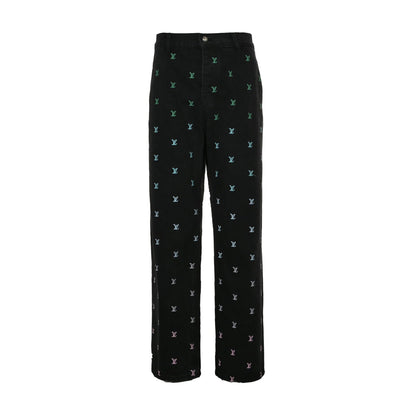 Gradient embroidered denim suit