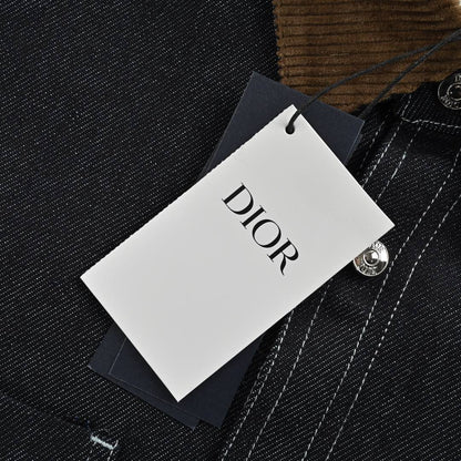 Series corduroy collar embroidered denim jacket