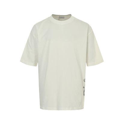 25Fw short-sleeved shirt with letter print on the hem
