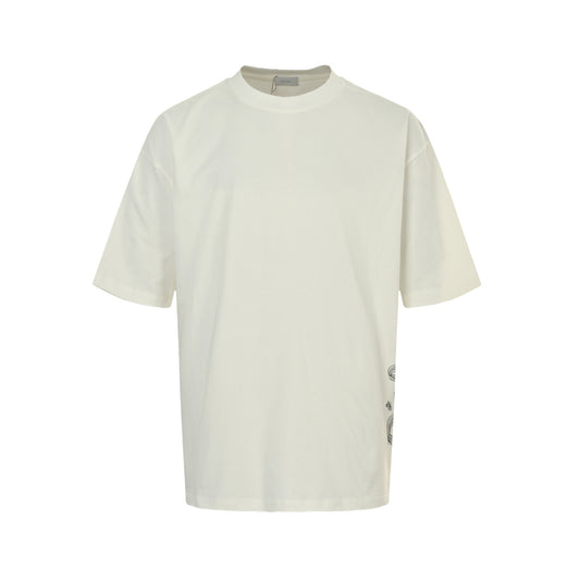 25Fw short-sleeved shirt with letter print on the hem