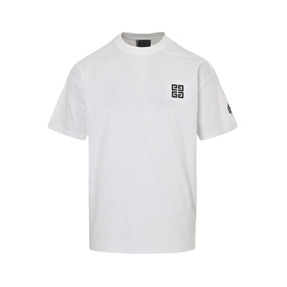 25ss front and back grid letter logo embroidered short sleeved shirt