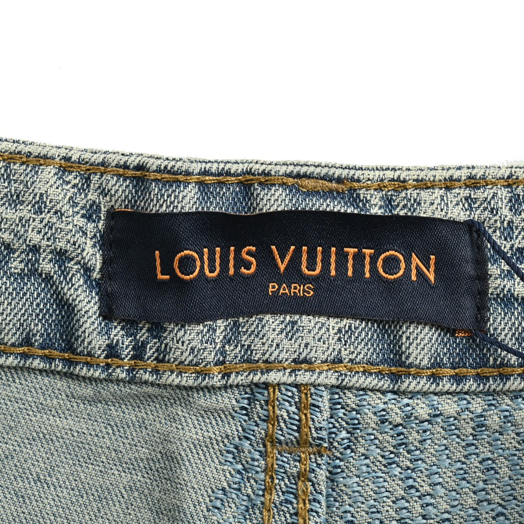 25SS checkerboard denim shorts