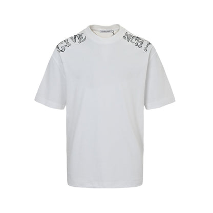 25ss Hand-painted lettering printed short sleeves on shoulders