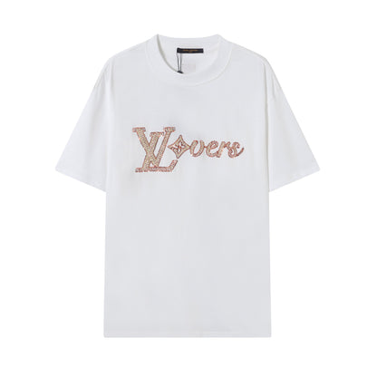 25ss Handmade bead embroidered short sleeved T-shirt