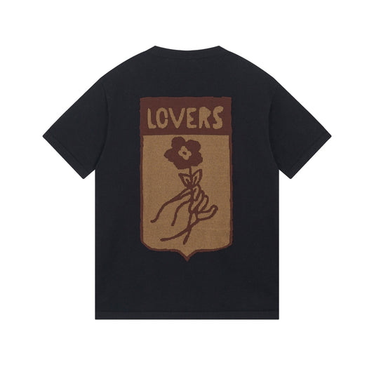 24SS early spring new jacquard knitted pullover short sleeved T-shirt.