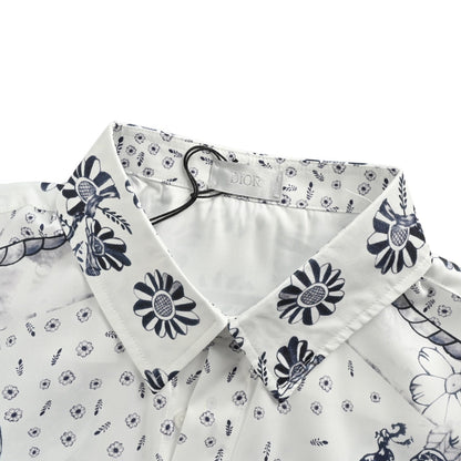 25ss co branded animal flower painted mulberry silk shirt