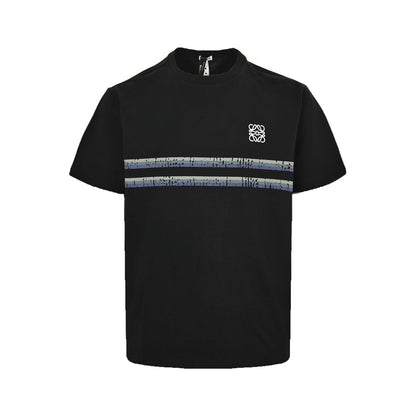 25SS Color block belt printed crew neck short sleeves
