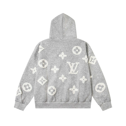 25ss Devoré Terry Embroidery Zippered Hooded Jacket