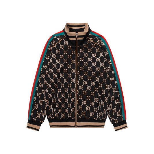 All-over logo stand-up collar sports suit