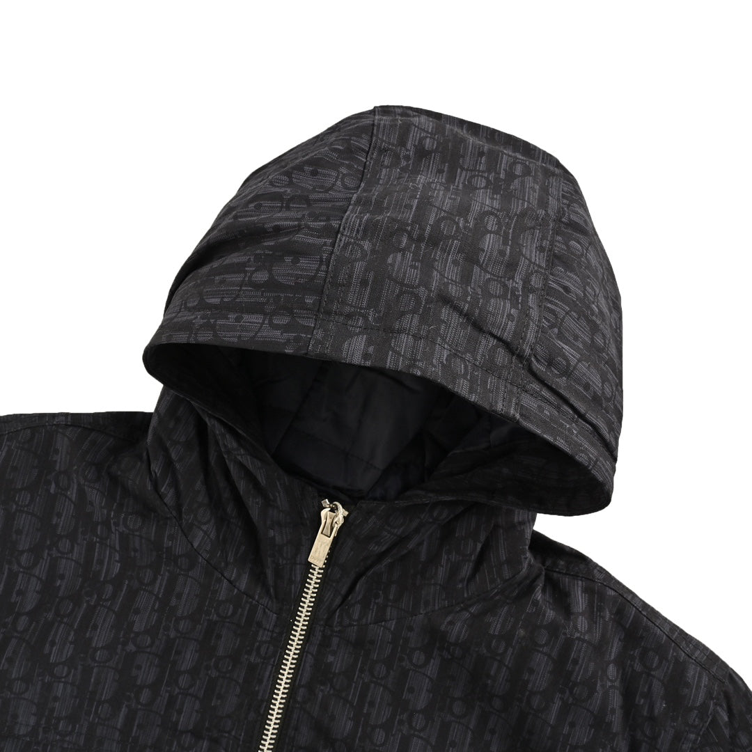 Washed distressed jacquard down jacket