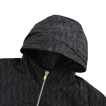 Washed distressed jacquard down jacket
