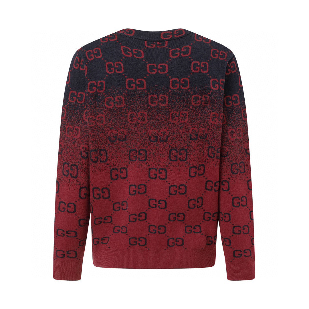 Gradient all-over logo cashmere couple's crew neck sweater
