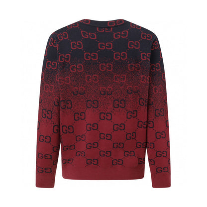 Gradient all-over logo cashmere couple's crew neck sweater