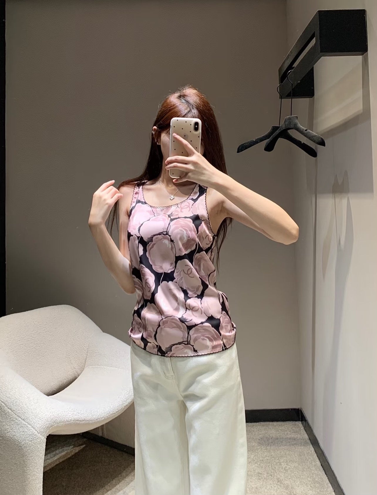25ss spring and summer new second-hand series black and pink camellia vest