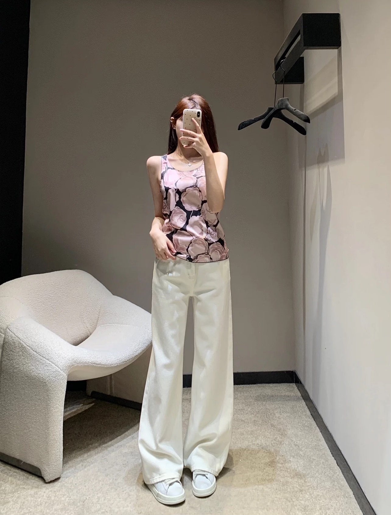 25ss spring and summer new second-hand series black and pink camellia vest