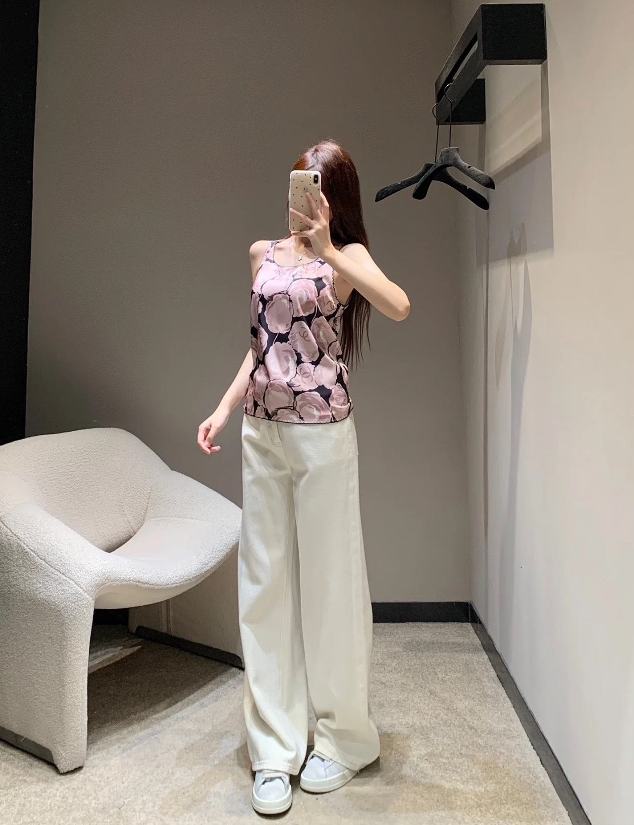 25ss spring and summer new second-hand series black and pink camellia vest