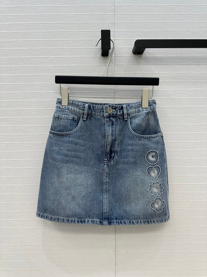 25 New Embroidered Denim Short Skirt