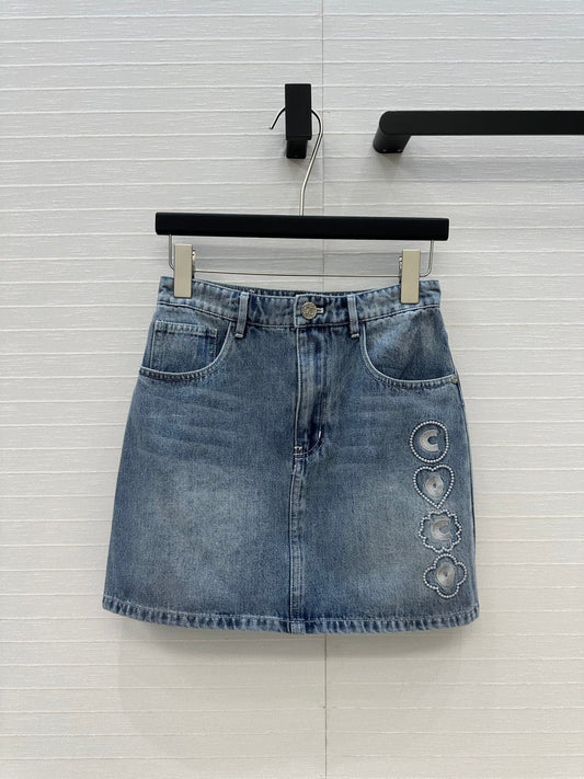 25 New Embroidered Denim Short Skirt