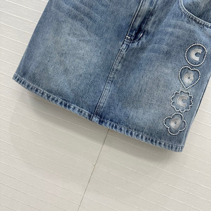25 New Embroidered Denim Short Skirt
